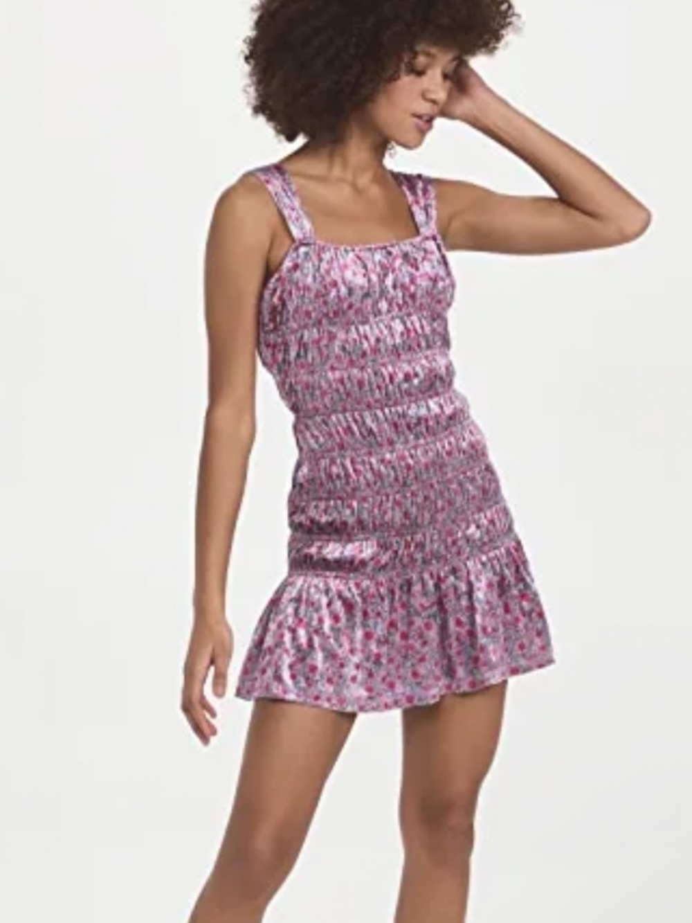 Free the roses floral smocked velvet mini dress